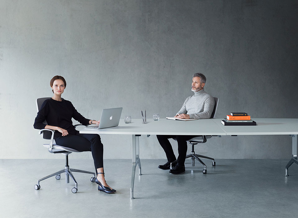 Trinetic chairs at large table