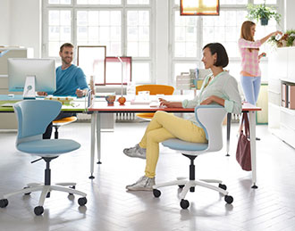 Agile project seating in colourful office