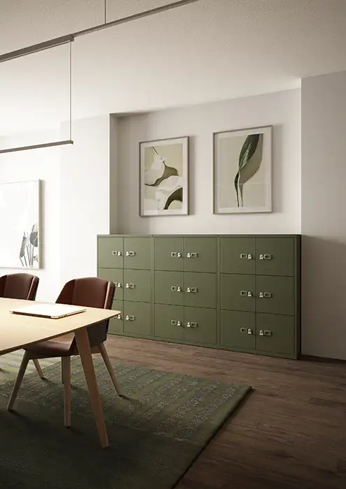 Lodge 6 compartment locker in green metal finish