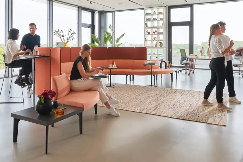 Modern Office Furniture desks with task chairs and storage