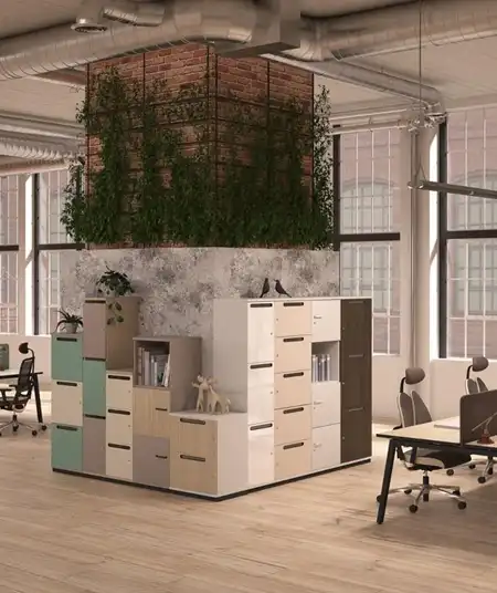 Modular lockers in office