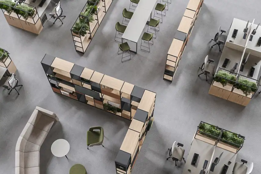 Modular office furniture layout