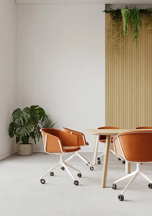 Omega Upholstered meeting Chair on castors