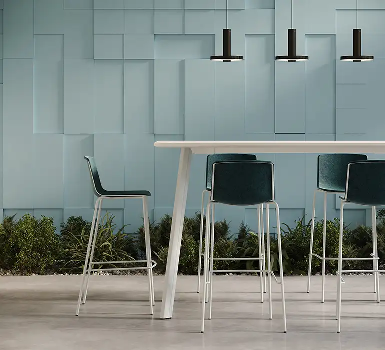 Omega stool with compressed felt shell