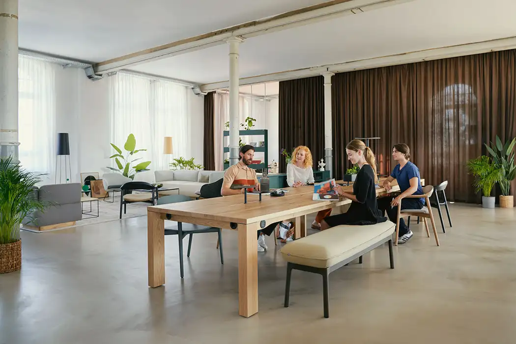 bench seating in work cafe