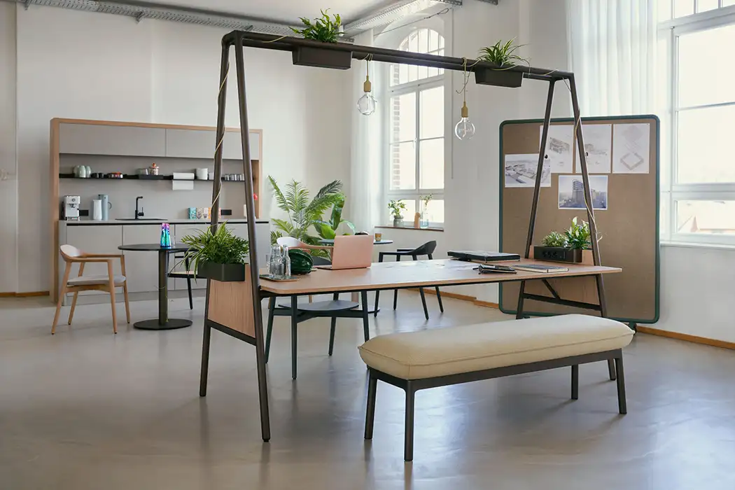 bench seating in work cafe