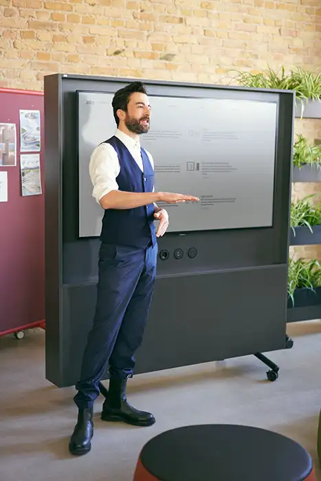 Mobile monitor trolley wall for office