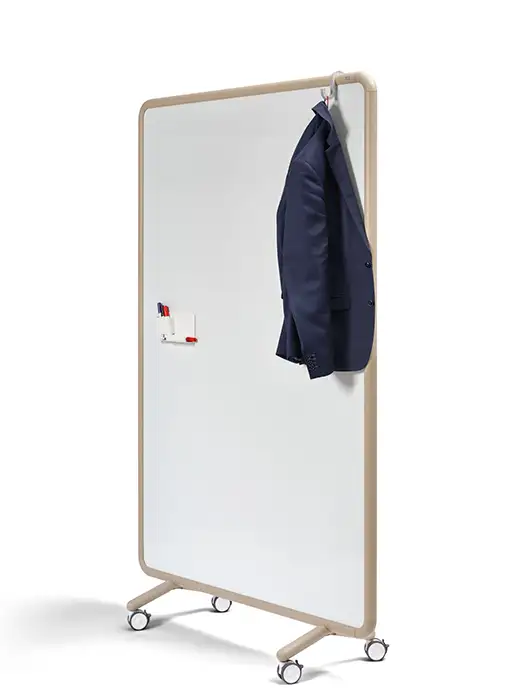 Mobile whiteboard with coat hook