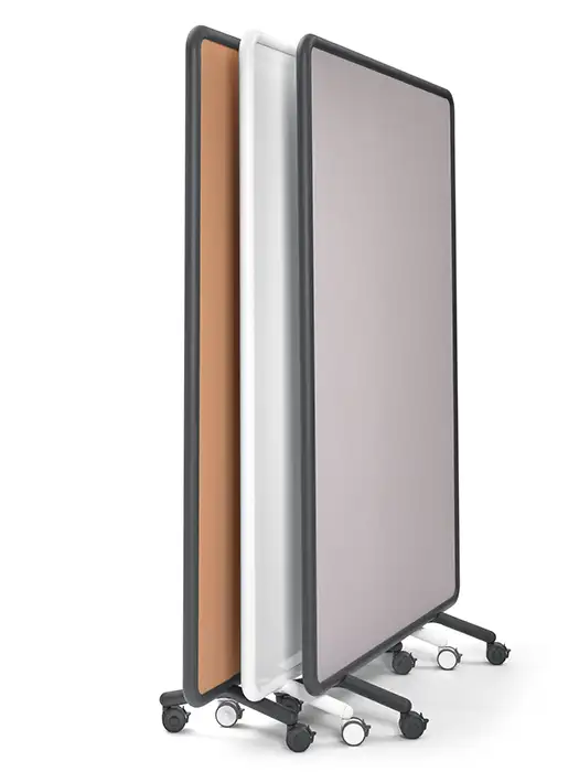 3 Mobile Pinboard and magnetic whiteboard with black and white frames