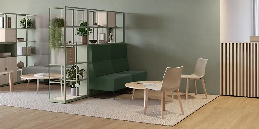 Office storage with built-in seating