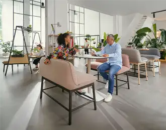 High soft stool bench chairs in work cafe