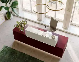 Zed One Reception desk Reception desk in red lacquer